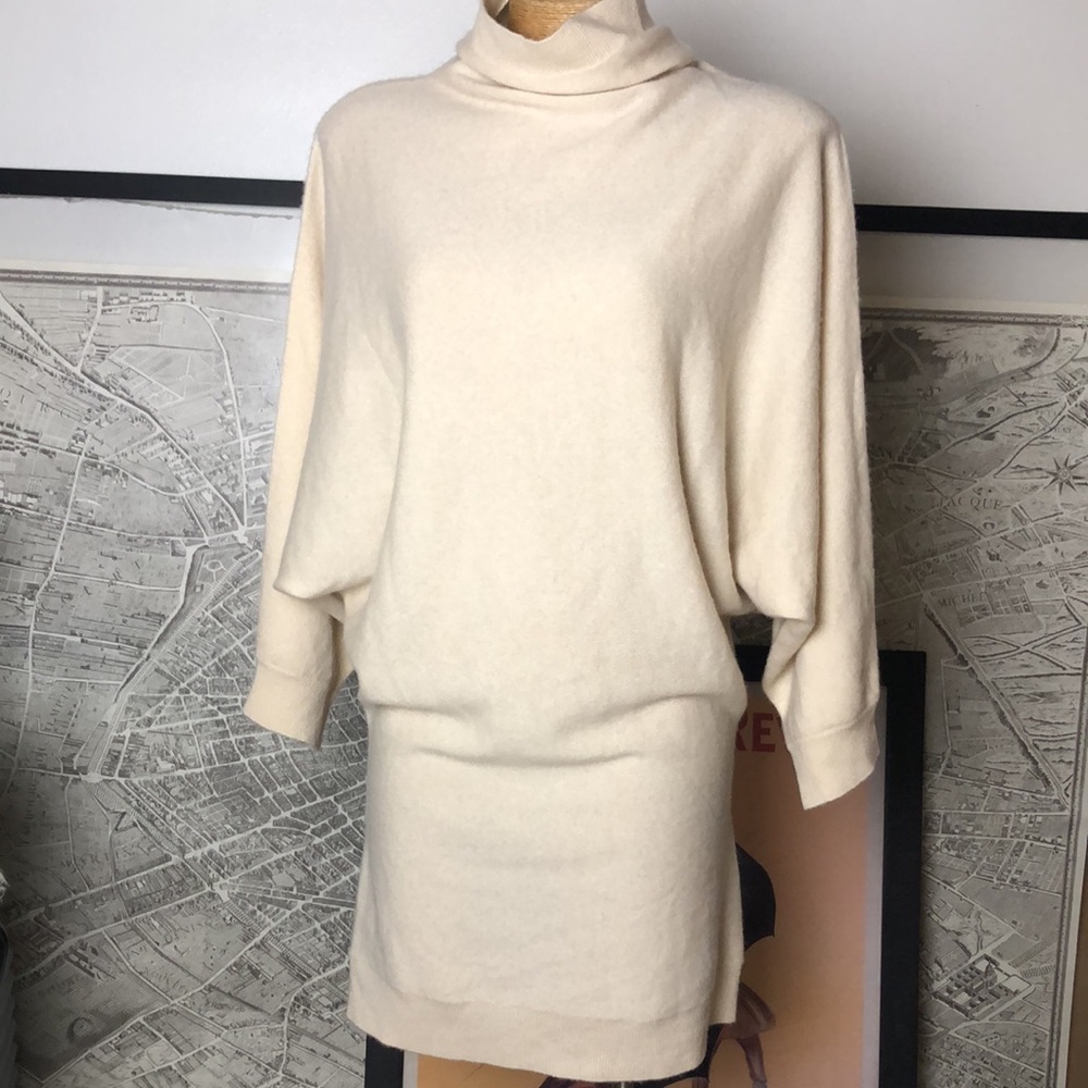 TOTEME Cashmere Cream Turtleneck Sweater Dress Size S